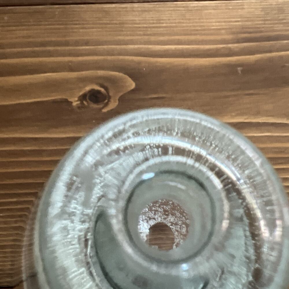 Art Glass Oil Lamp Paperweight Controlled Bubbles Clear Handmade In Poland 5.5” - Picture 4 of 7